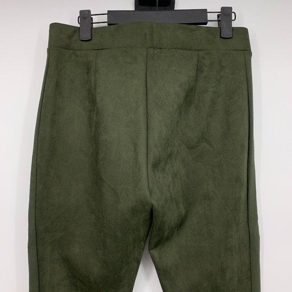 LOFT Leggings Green Faux Suede Zip Skinny Ankle Pull On - Picture 8 of 10